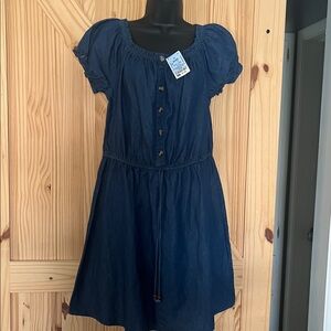 Blue Button-Front Dress